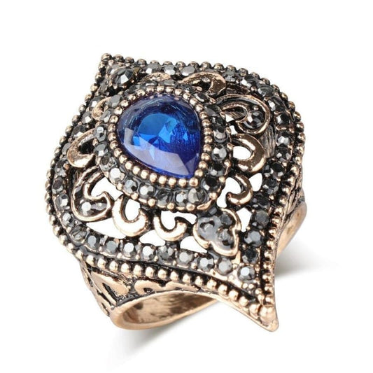 Bague Vintage Élégante avec Gemme Bleue