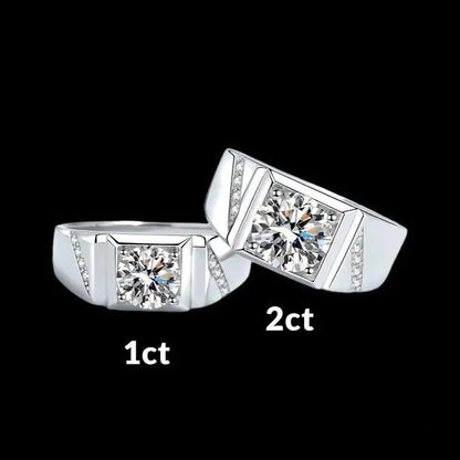 Bague carrée en argent et diamant Moissanite 1 ct - Passeport Cases