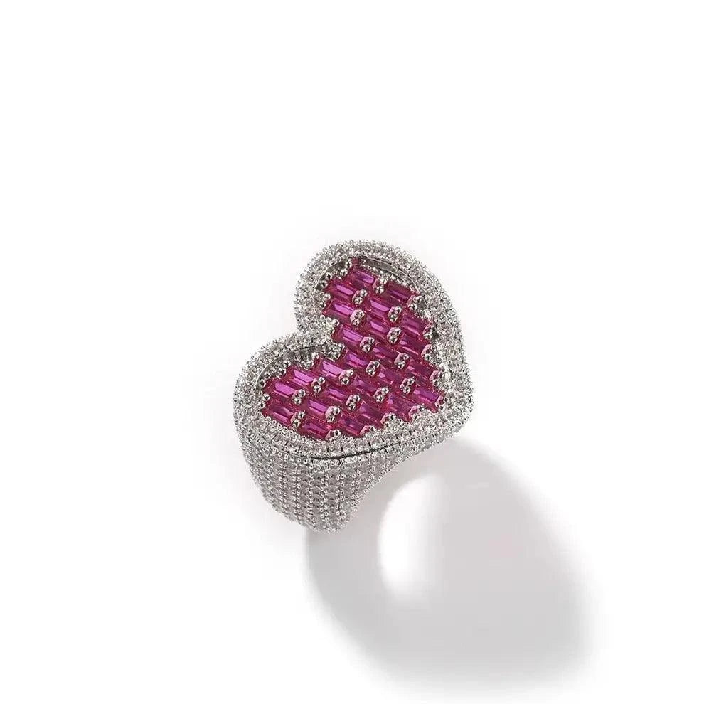 Bague Coeur avec Diamants Baguette Violets - Passeport Cases