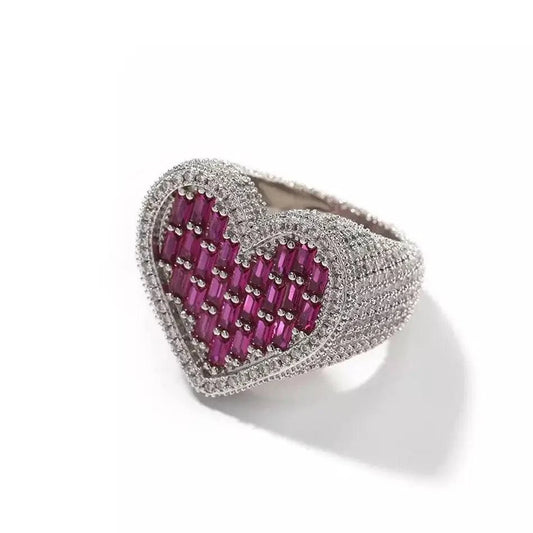 Bague Coeur avec Diamants Baguette Violets - Passeport Cases