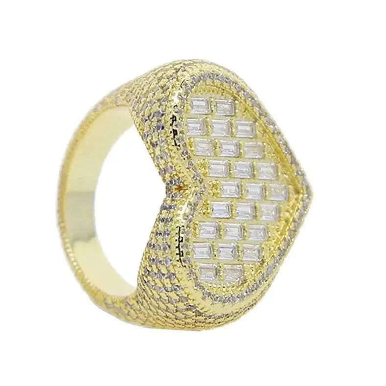 Bague Coeur Diamant Baguette Plaqué Or - Passeport Cases