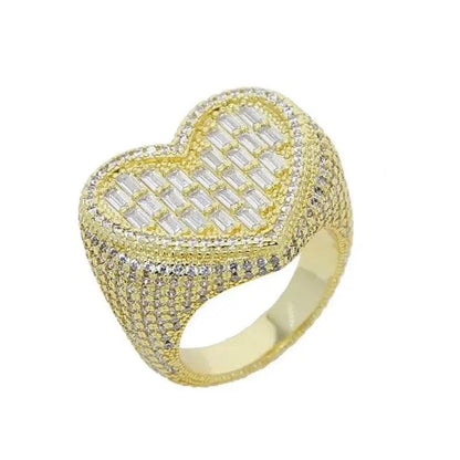 Bague Coeur Diamant Baguette Plaqué Or - Passeport Cases