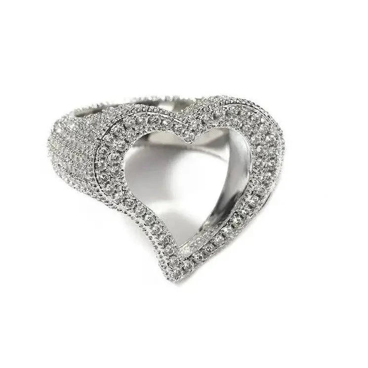 Bague coeur diamant ouvert - Passeport Cases