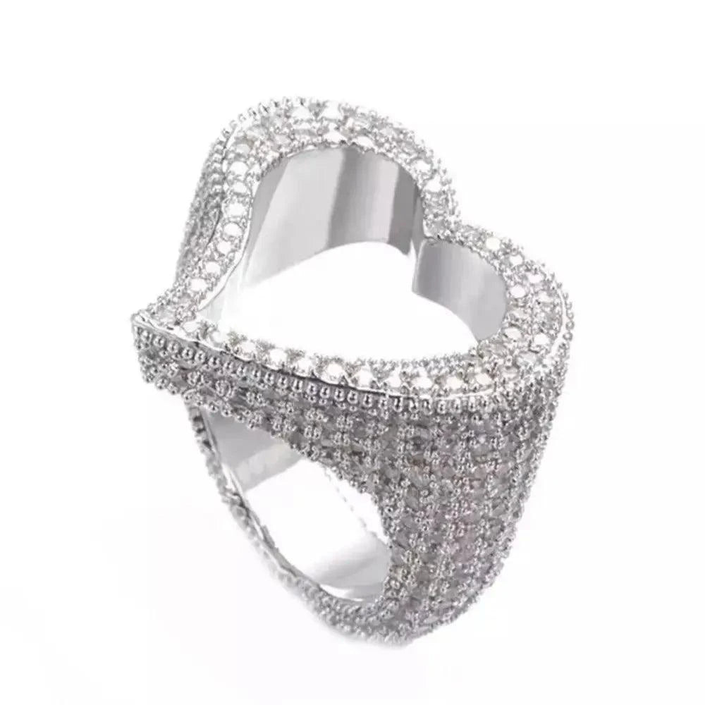 Bague coeur diamant ouvert - Passeport Cases