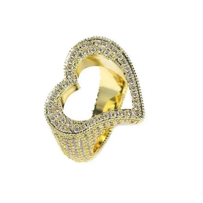 Bague Coeur Ouvert Diamant Plaqué Or - Passeport Cases