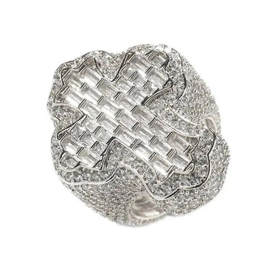 Bague croix diamant baguette - Passeport Cases