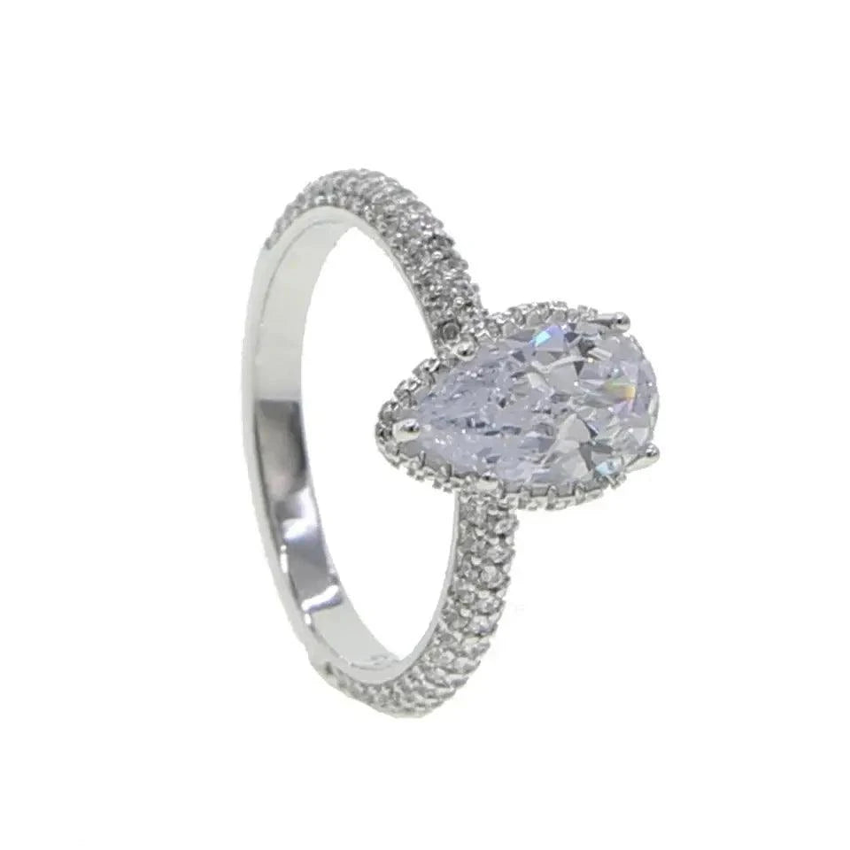 Bague de fiançailles diamant poire | Argent 925 - Passeport Cases