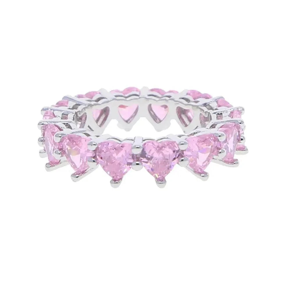 Bague d'éternité avec diamants coeur rose - Passeport Cases