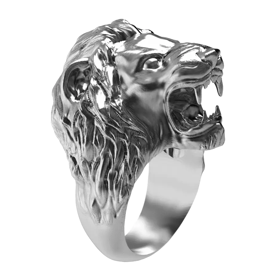 Bague tête de lion argent roi de jungle - Passeport Cases