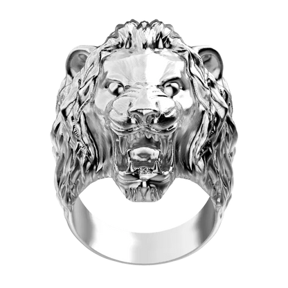 Bague tête de lion argent roi de jungle - Passeport Cases