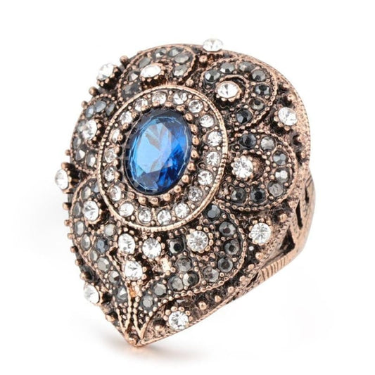 Bague Vintage en Cristal Bleu Éclatant