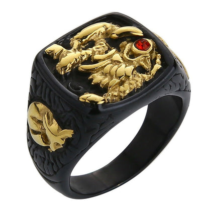 Bague Vintage Dragon en Acier Inoxydable pour Homme