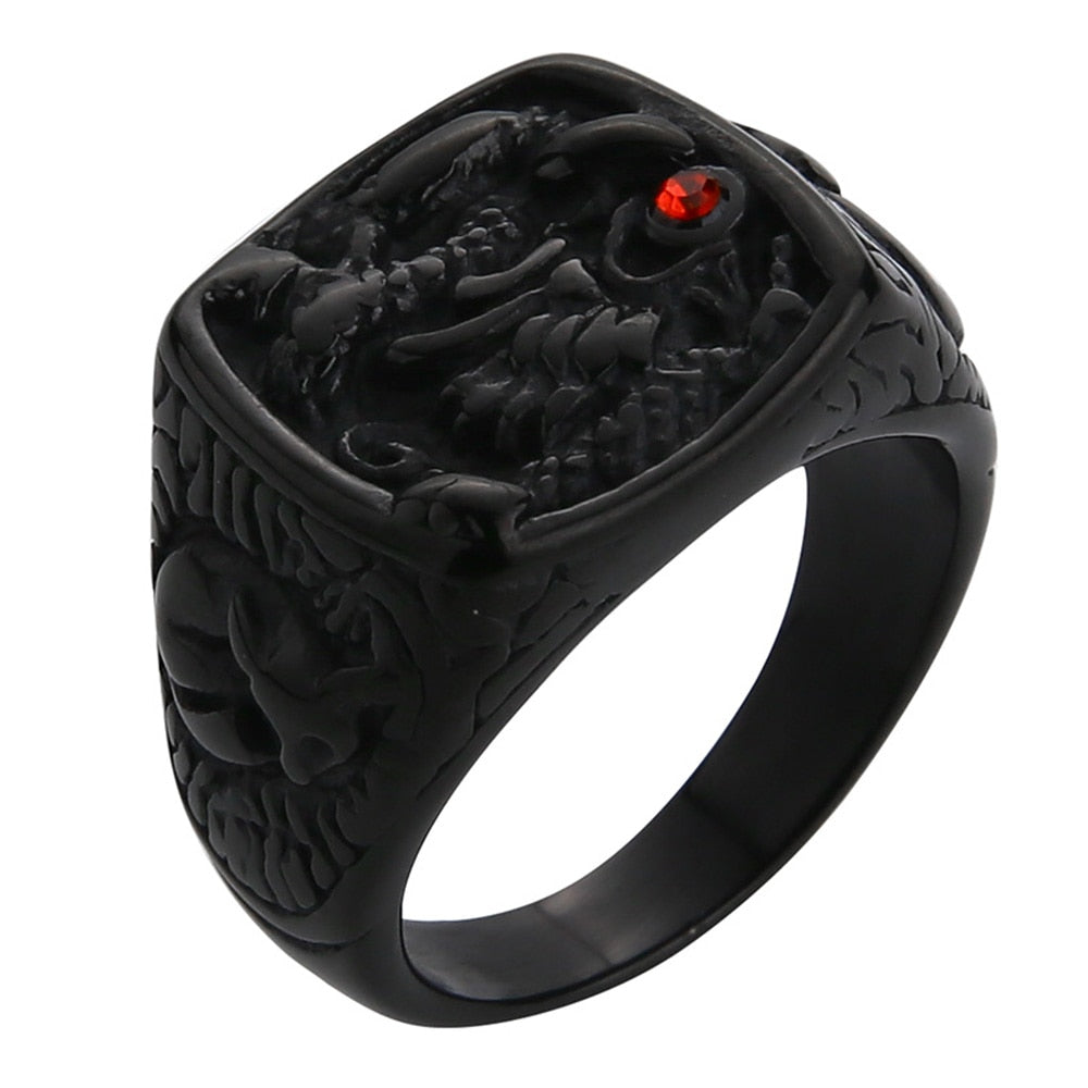 Bague Vintage Dragon en Acier Inoxydable pour Homme