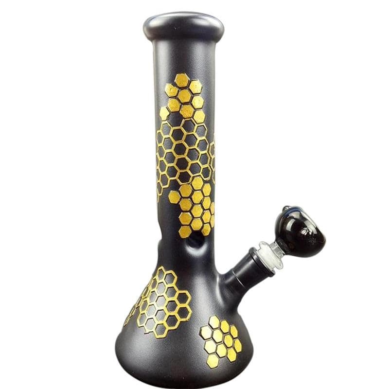 Bang en Verre Luxueux Abeille Noire 26 cm avec Filtration à Glace