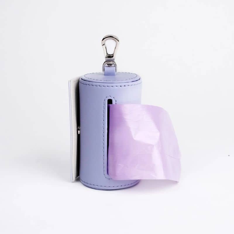 Distributeur de sac à déjection canine en cuir vegan solide en mauve de Barc London