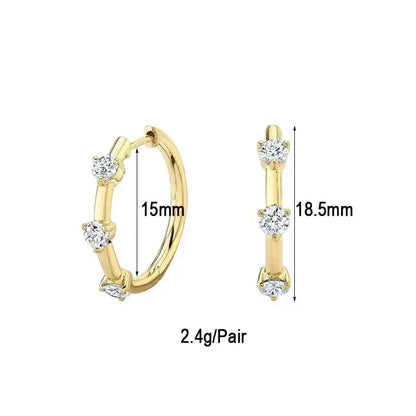 Boucle d'Oreille Créole avec 3 Diamants - Passeport Cases