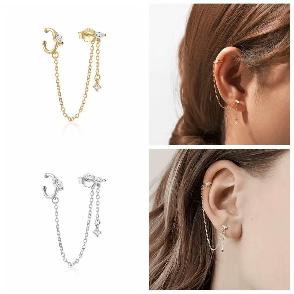 Boucles d'Oreille Chaine Deux Trous - Passeport Cases