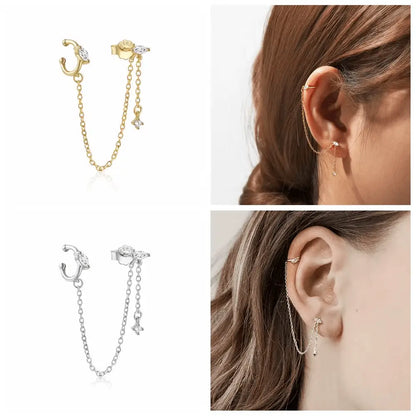 Boucles d'Oreille Chaine Deux Trous - Passeport Cases