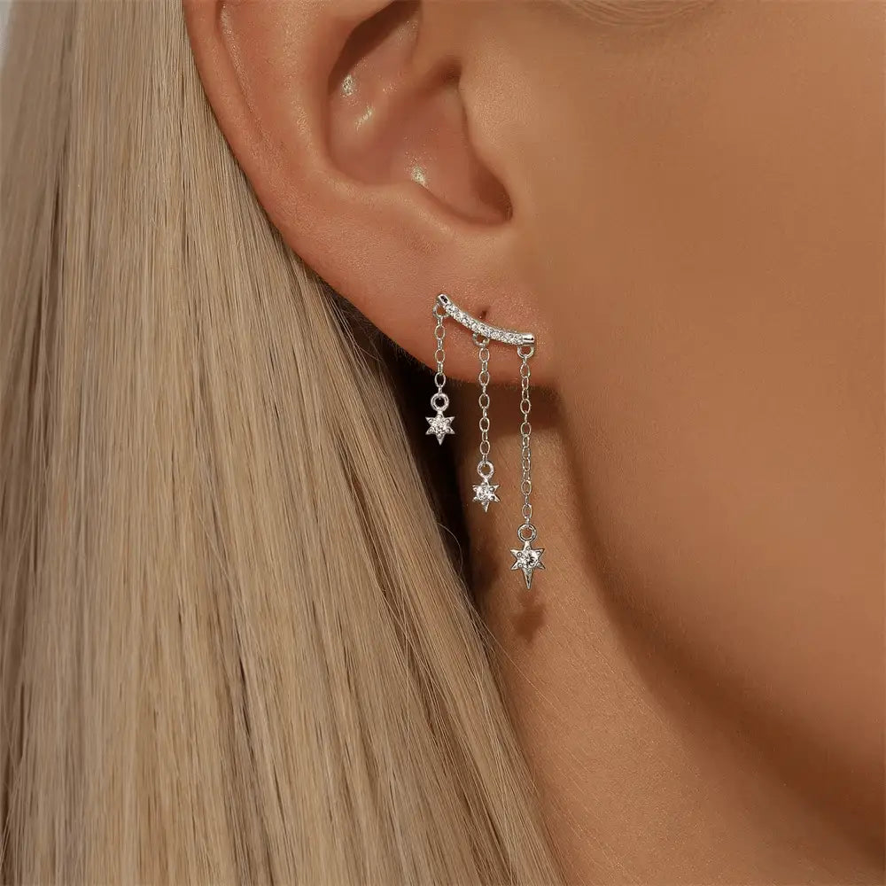 Boucles d'Oreilles Grimpantes Etoiles - Passeport Cases