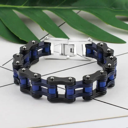 Bracelet Chaine Moto Bleu