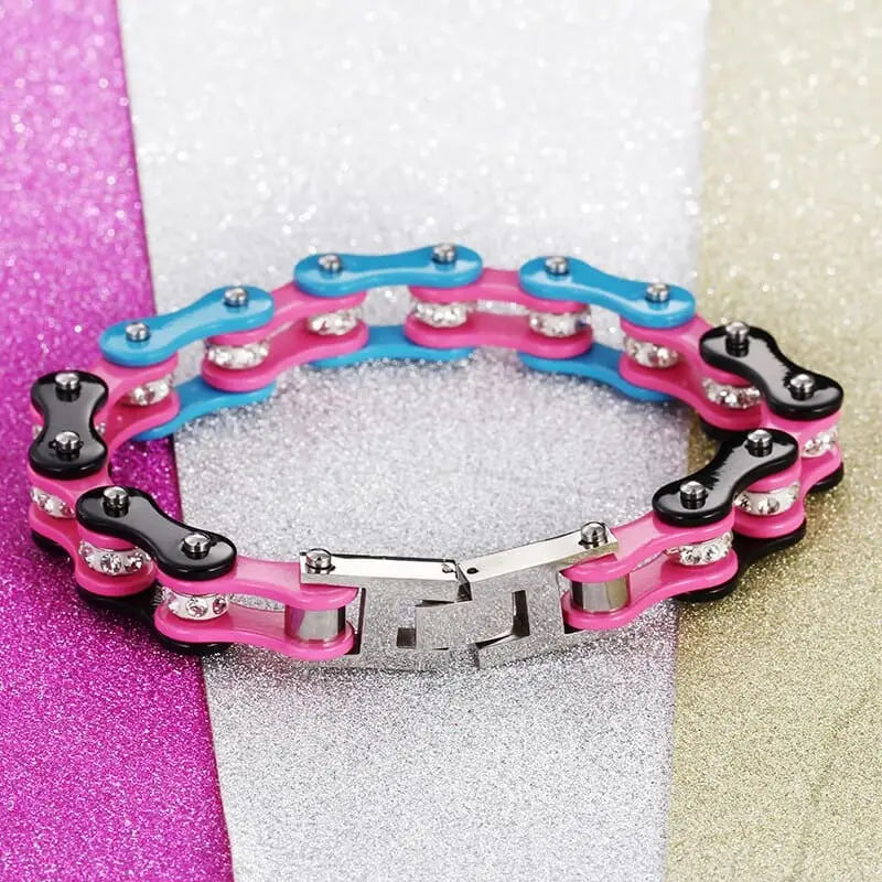 Bracelet Chaine Moto Femme Rose - Bracelet chaine