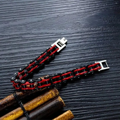 Bracelet Chaine Moto Rouge Homme