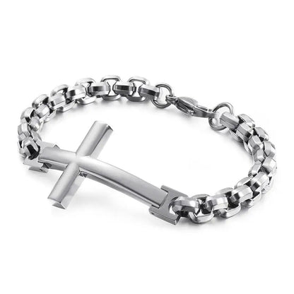 Bracelet Chaîne Croix en Acier