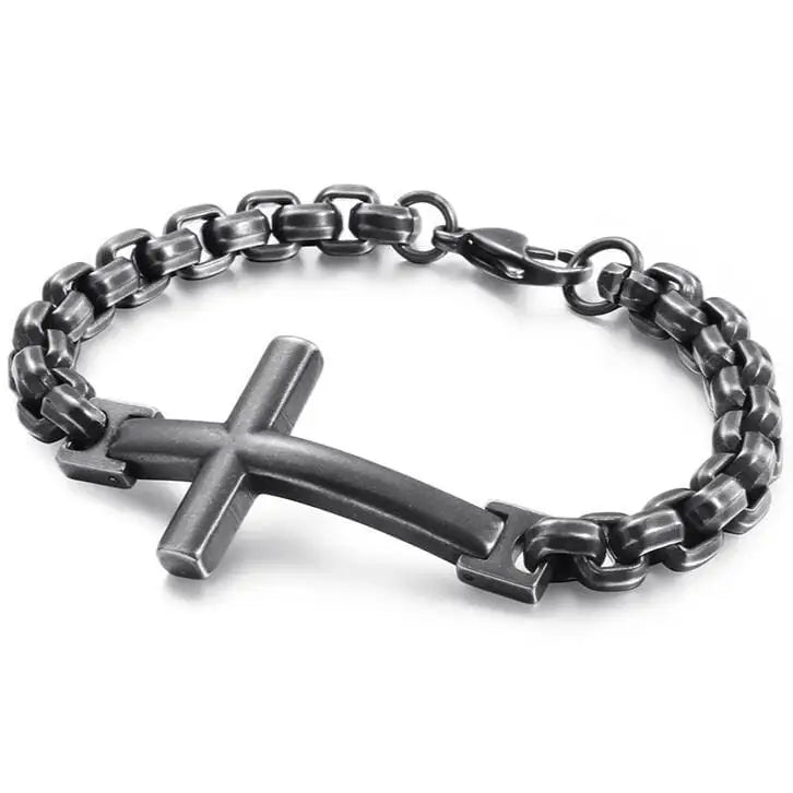 Bracelet Chaîne Croix en Acier