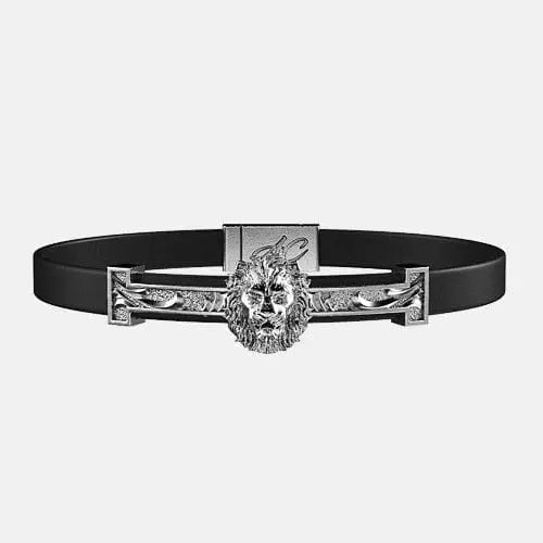 Bracelet cuir lisse lion Argent By Art Caribe - Passeport Cases