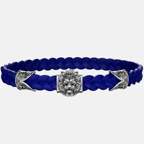 Bracelet cuir tressé lion Argent By Art Caribe - Passeport Cases