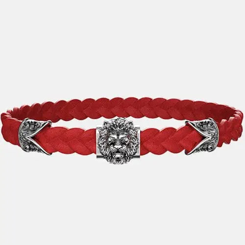 Bracelet cuir tressé lion Argent By Art Caribe - Passeport Cases