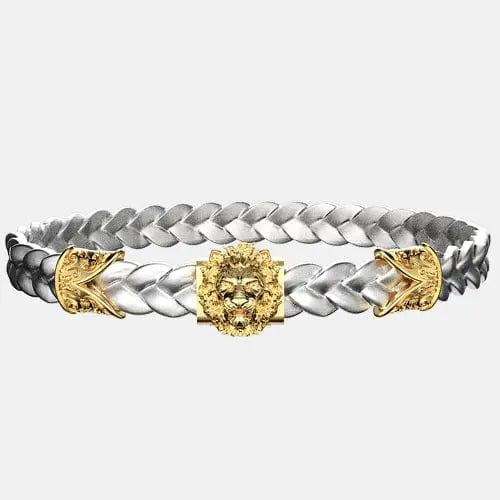 Bracelet cuir tressé lion doré By Art Caribe - Passeport Cases