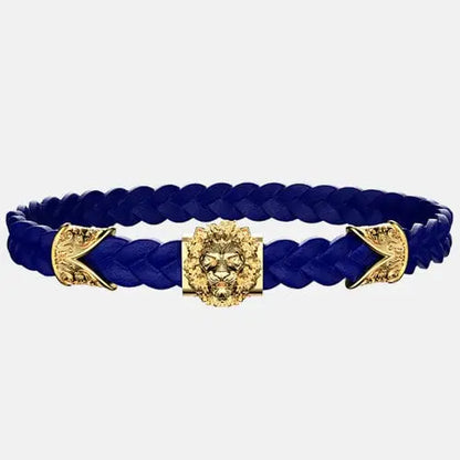 Bracelet cuir tressé lion doré By Art Caribe - Passeport Cases