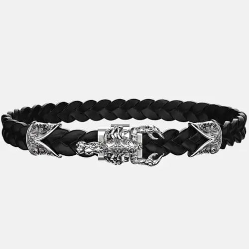 Bracelet cuir tressé scorpion Argent By Art Caribe - Passeport Cases