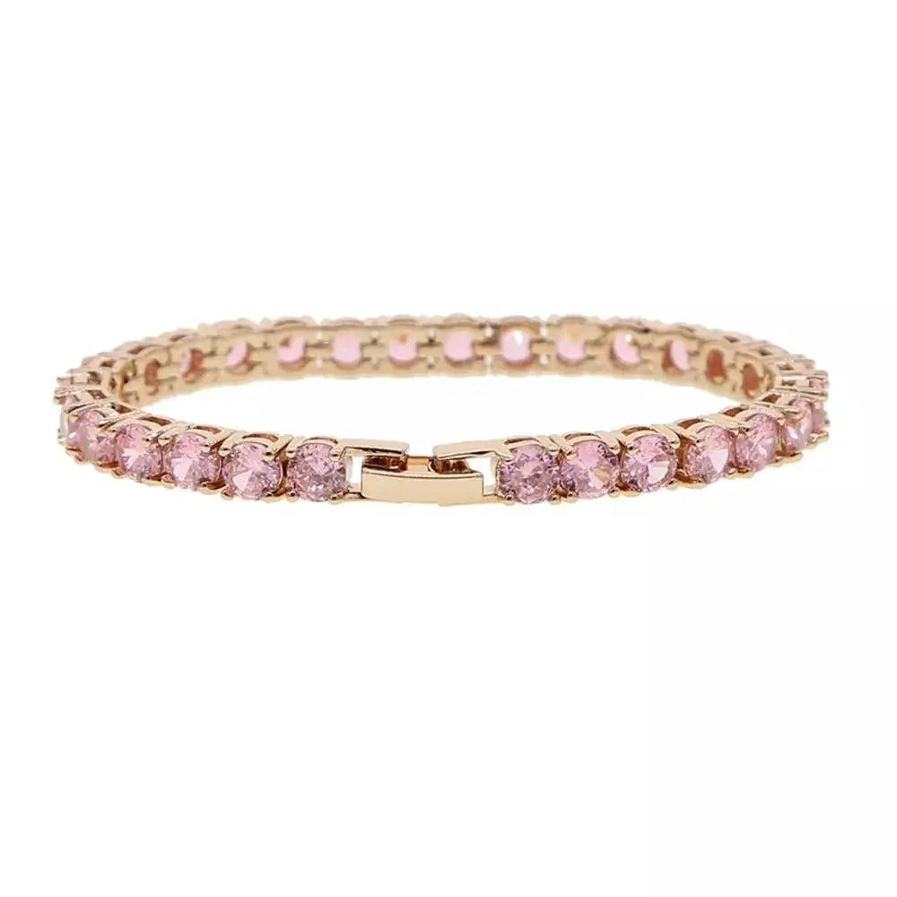 Bracelet Tennis 5MM avec Diamants Roses - Passeport Cases