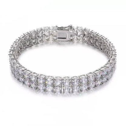 Bracelet Tennis Diamant Moissanite Argent Double Rang 8mm - Passeport Cases