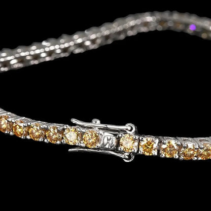 Bracelet Tennis Diamant Moissanite Champagne 3mm - Passeport Cases