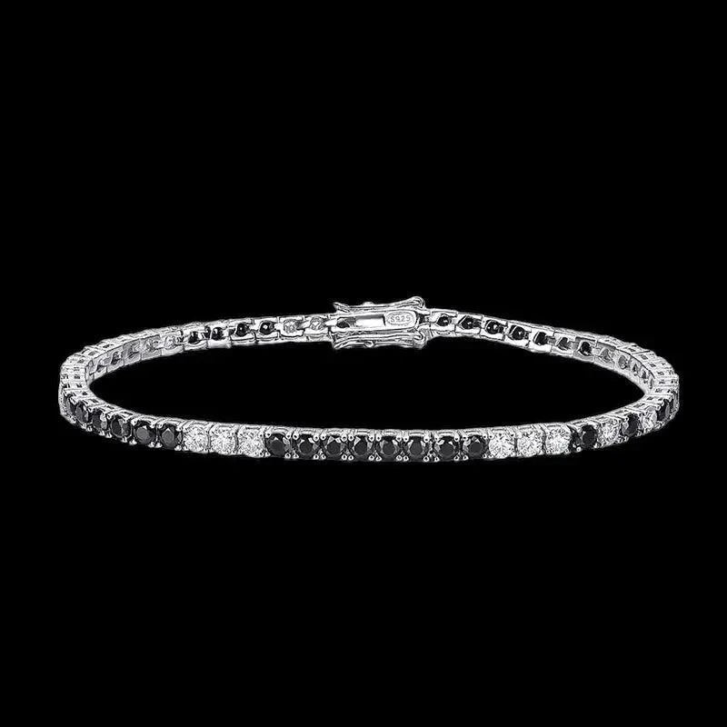 Bracelet tennis diamant Moissanite noir/blanc 3 mm - Passeport Cases