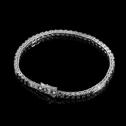 Bracelet tennis diamant Moissanite noir/blanc 3 mm - Passeport Cases