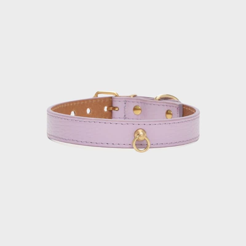 Dog leather necklace - Mauve lavender