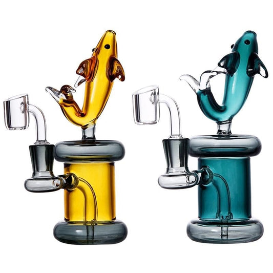 RIG EN VERRE KOÏ – Bubbler Artisanal 17 cm avec Requin Décoratif