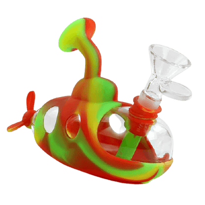 bubbler en silicone en forme de sous marin couleur rasta