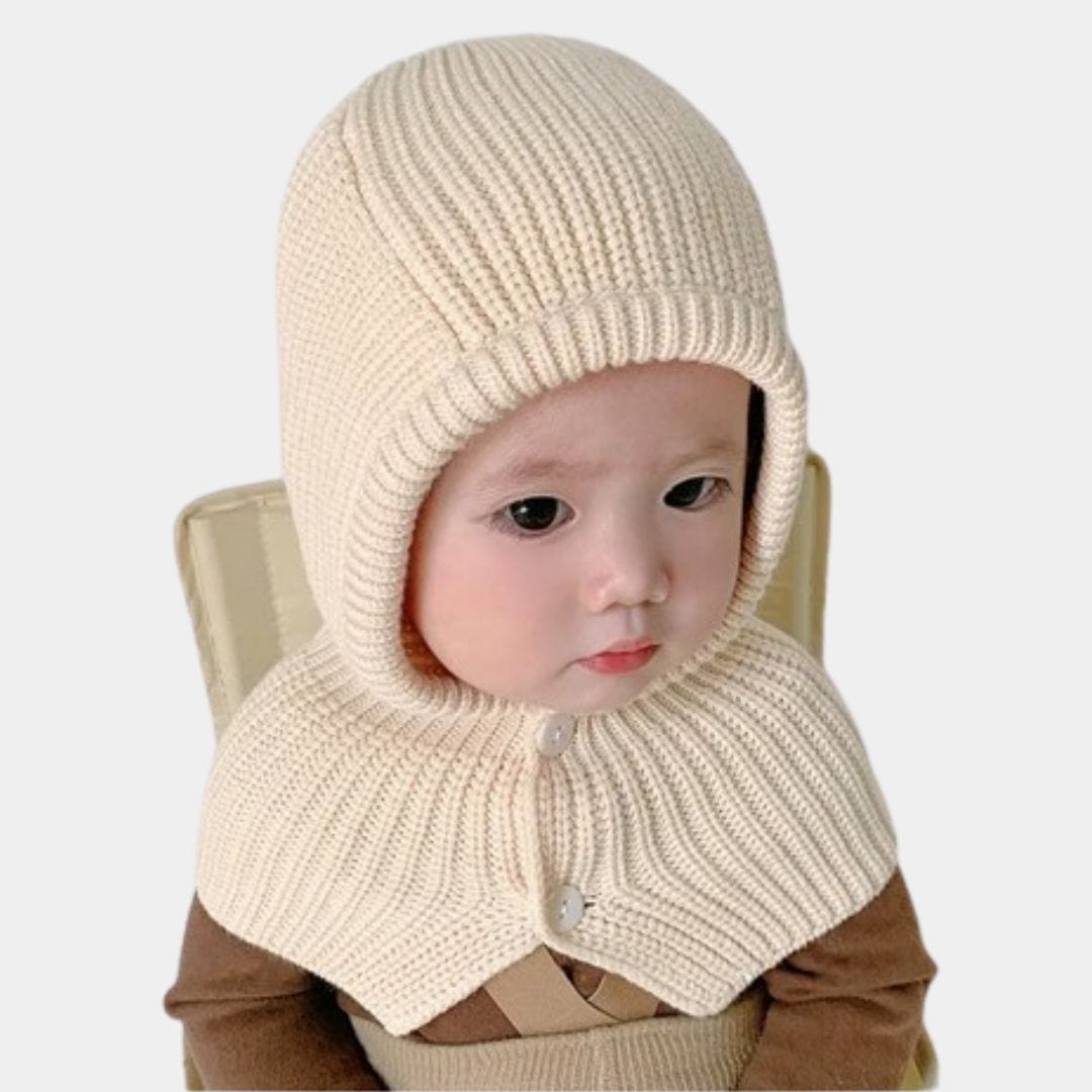 Cagoule Bébé Tricot Beige