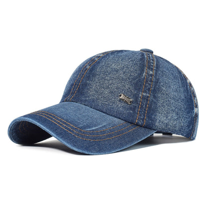 Casquette de Baseball Vintage en Denim avec Inscription "Force"