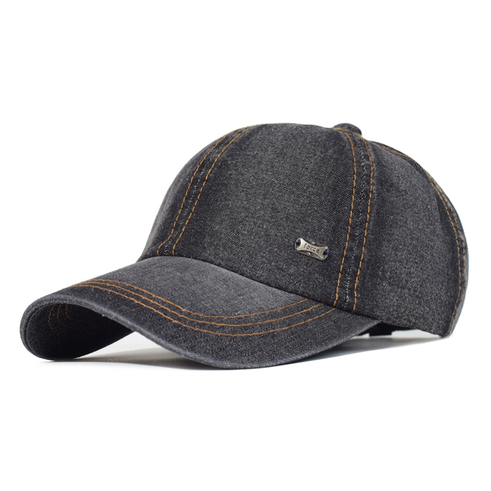 Casquette de Baseball Vintage en Denim avec Inscription "Force"