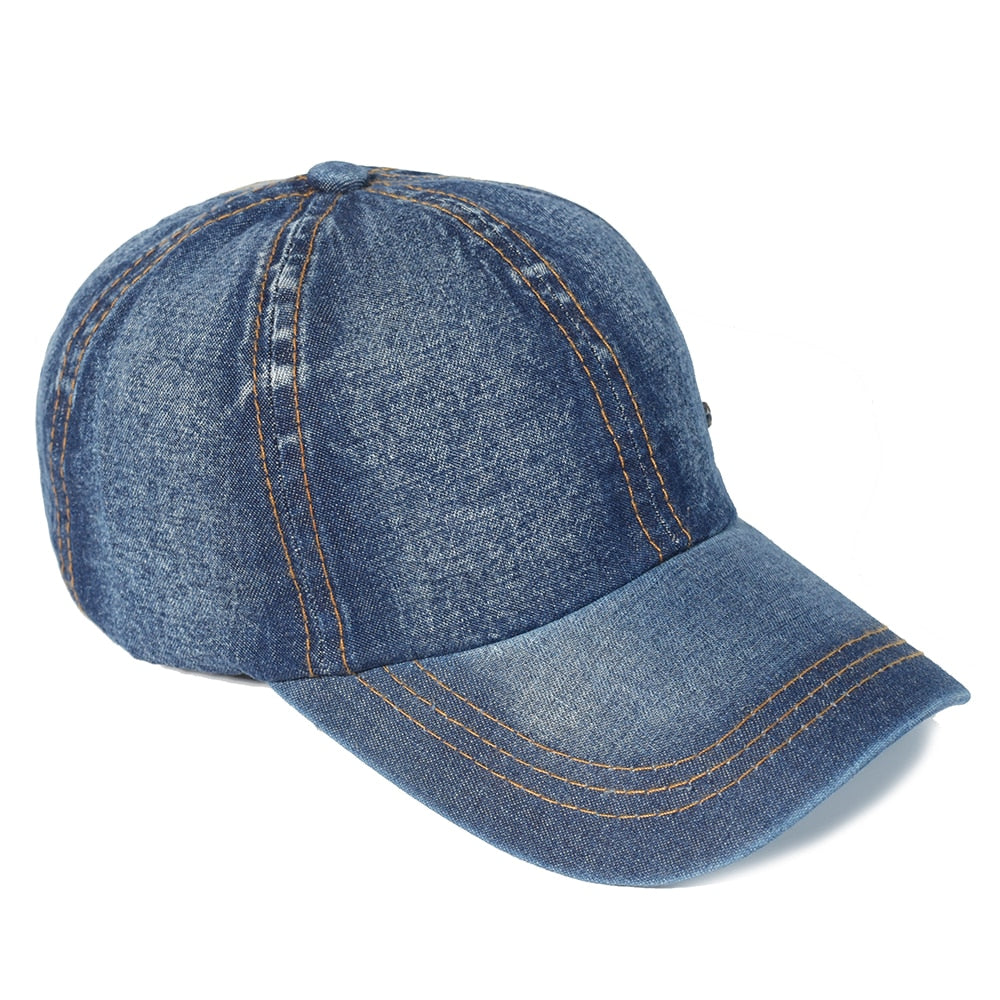 Casquette de Baseball Vintage en Denim avec Inscription "Force"