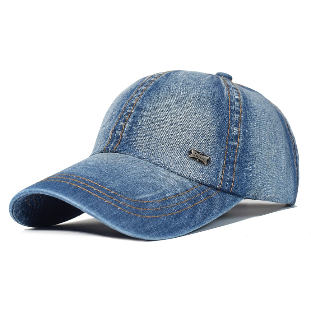 Casquette de Baseball Vintage en Denim avec Inscription "Force"