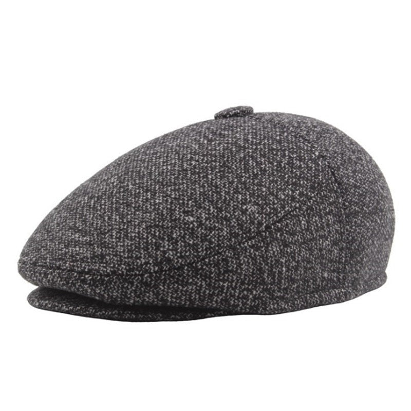 Casquette Beret Vintage en Motifs Carreaux Grisés