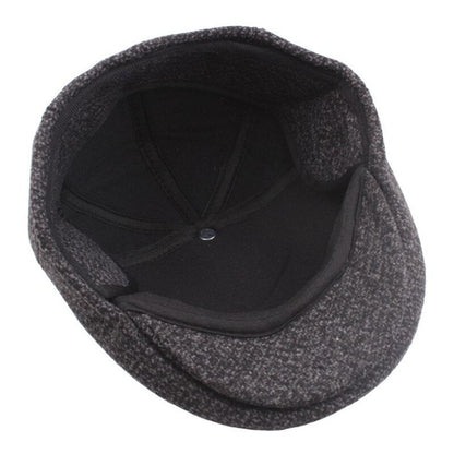 Casquette Beret Vintage en Motifs Carreaux Grisés