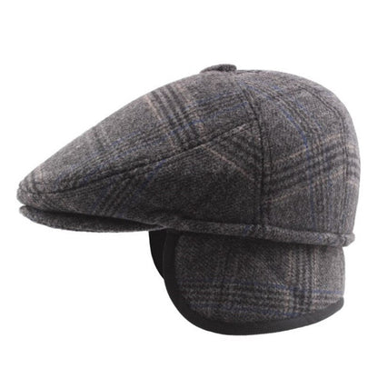 Casquette Beret Vintage en Motifs Carreaux Grisés